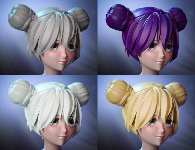 Anime Bun Hair For Genesis 8 Female S