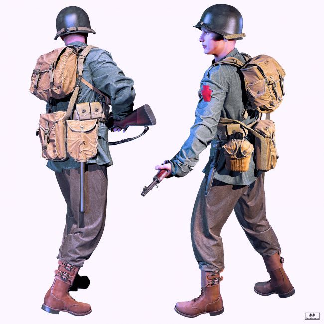 Us Infantry Wwii M43 Clothing For Poser And Daz Studio