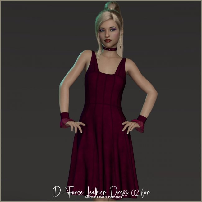 D Force LeatherDress 02 For G8F And G8 1F 3d Models For Daz Studio