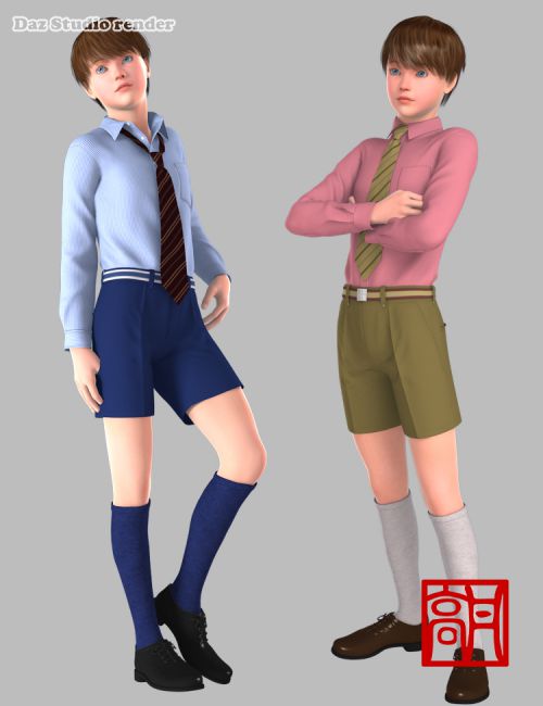 School Uniforms for Genesis Justin | 3d Models for Daz Studio and Poser