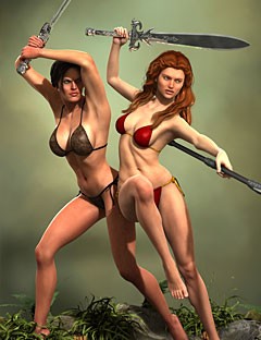 Heroine Fantasy Poses & Weapons for Genesis 2 Female