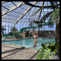 Tropical indoor public pool