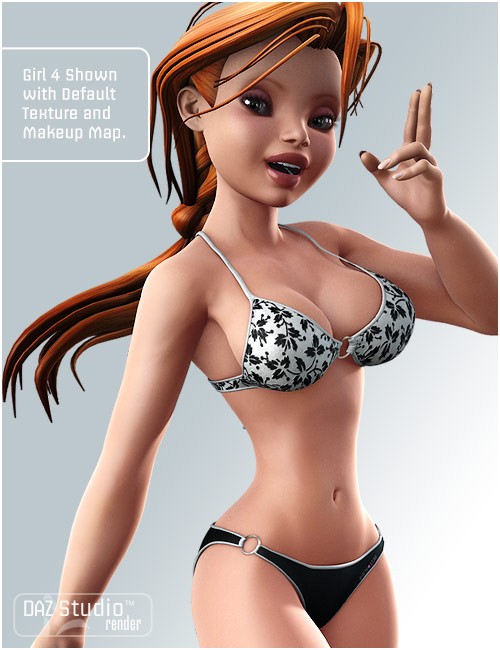 3D Blonde Pigtail Teen Toon