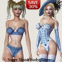 B#1 1 Click Denim Super Skinz Bodygloves