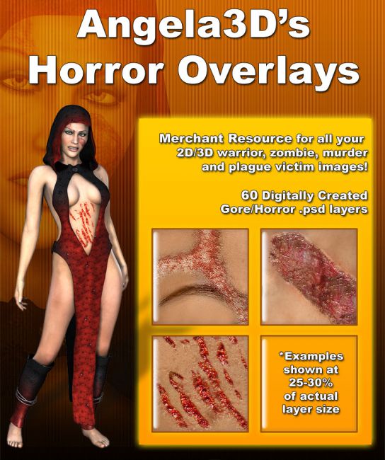 Click here to see preview images for "Angela3D's Horror Overlays" Angela3D's Horror Overlays