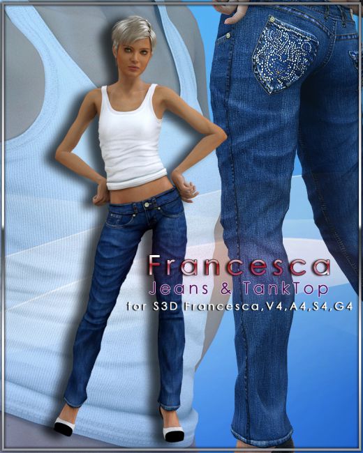 Click here to see preview images for "Slide3D Francesca Jeans & TankTop" Slide3D Francesca Jeans & TankTop