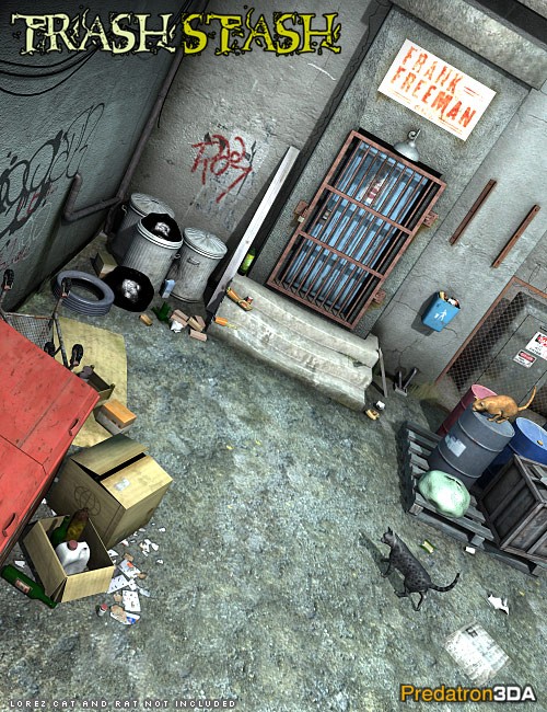 Trash Stash : props, stage/backdrop, scene created by Predatron for Daz Stu...