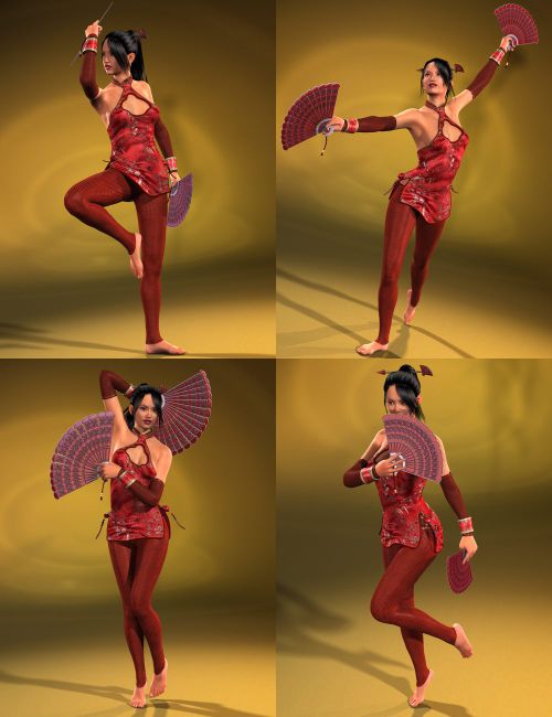 Mei Lin 6 Battle Fan Pose Set preview 4.