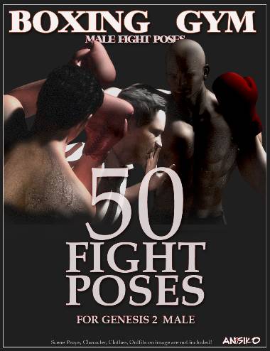 Boxing Gym Male Fight Poses
