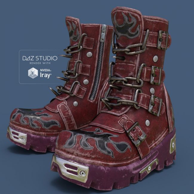 Slide3D Goth Boots for Genesis 3 Female(s) | 3D Models for Poser and ...