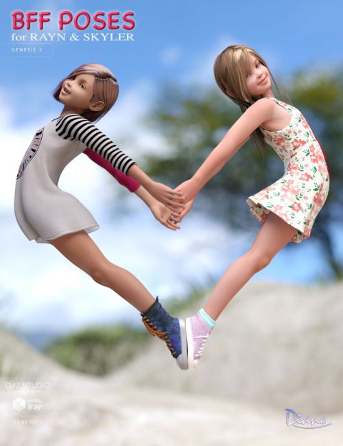 BFF Poses for Rayn and Skyler Genesis 3 Female(s) | 3d Models for Daz  Studio and Poser
