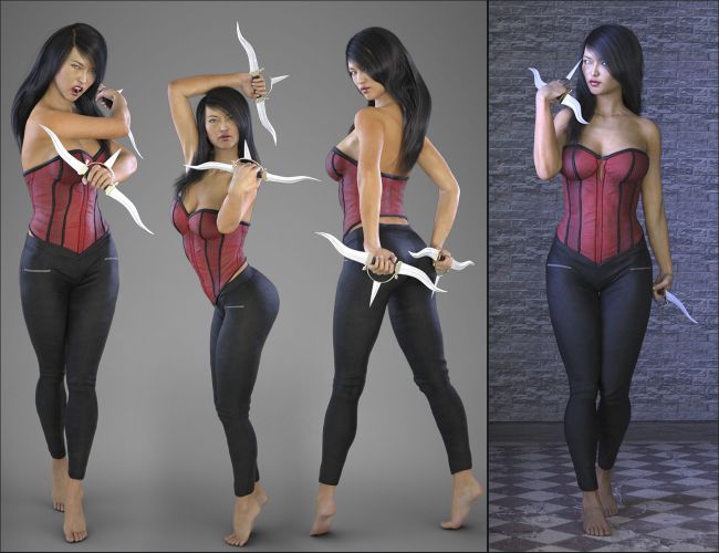 Z Deadly Assassin - Blade & Poses for Mei Lin 7 and Genesis 3 Female 3.