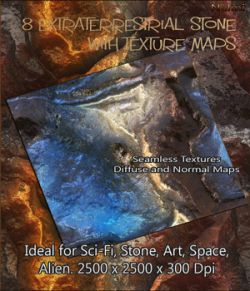 8 Seamless Extraterrestrial Stone Textures with Texture Maps: Diffuse and Normal