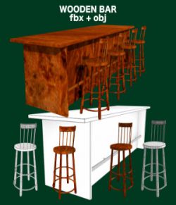 Bar and Stool fbx and obj