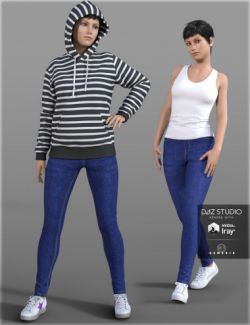 Hoodie & Skinny Jeans Outfit for Genesis 3 Female(s)