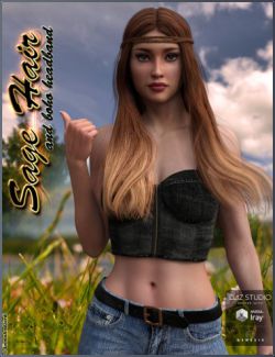 Sage Hair and Boho Headband for Genesis 3 Female(s)