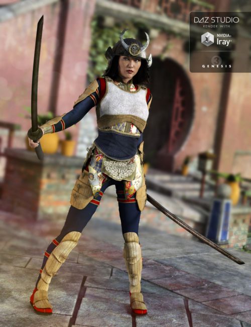 Nitsu Hinshi Samurai Armor for Genesis 3 Female(s) | 3d Models for Daz ...