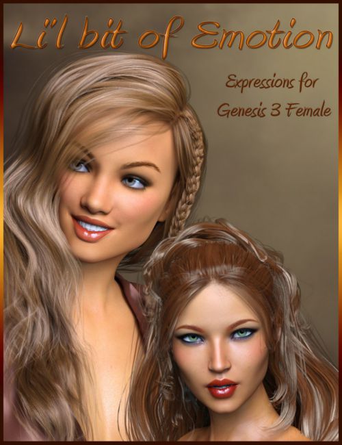 Click here to see preview images for "Li'l bit of Emotion for Genesis 3 Female" Li'l bit of Emotion for Genesis 3 Female