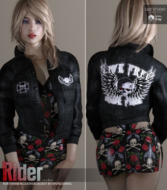 Rider for Denim and Leather Jacket | 3d Models for Daz Studio and Poser