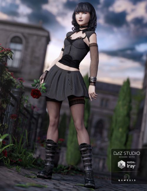 Goth Girl Outfit for Genesis 3 Female(s) | 3D Models for Poser and Daz ...