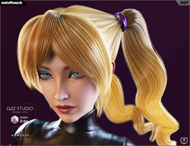 Swirly Pigtails Stylized Hair for Genesis 3 Female(s) | 3D Models for ...