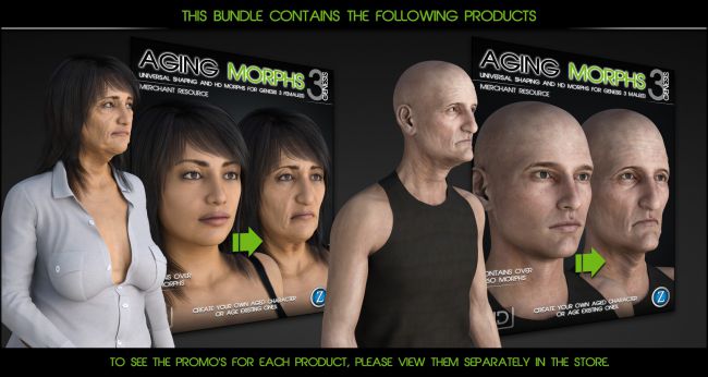 Aging Morphs 3 For Genesis 3 Bundle | 3d Models For Daz Studio And Poser