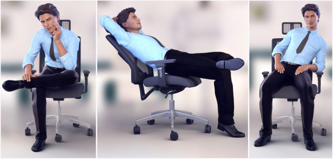 Z Morphing Office Chair & Poses | 3D Models for Poser and Daz Studio