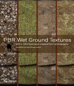 10 Seamless PBR Wet Ground Textures with Texture maps