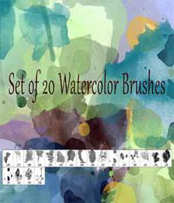 Set of 20 high-res watercolor brushes