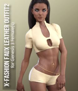 X-Fashion Faux Leather Outfit2 for Genesis 3 Females