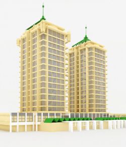 Apartment Building in 3ds and obj format- Extended License