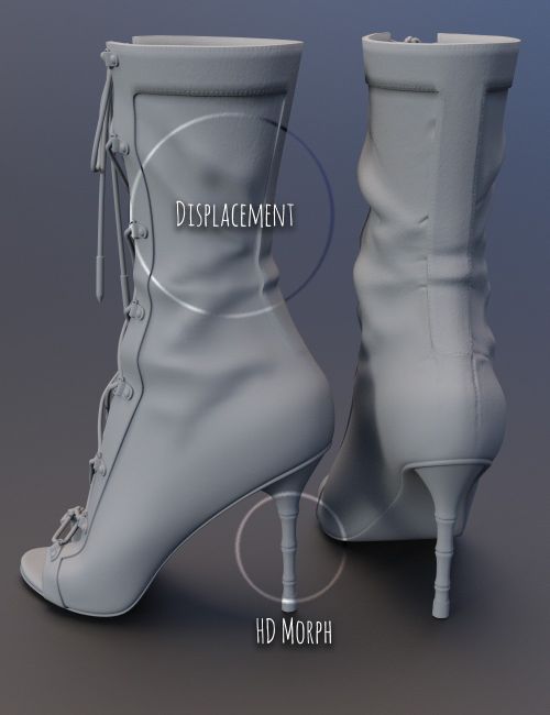 Open Toe Lace Up Boots for Genesis 3 Female(s) | 3d Models for Daz ...