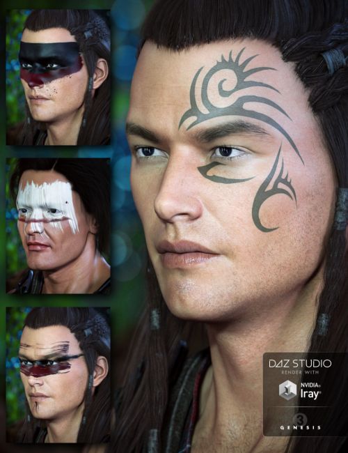 Click here to see preview images for "Warrior Makeups for Genesis 3 Male(s)" Warrior Makeups for Genesis 3 Male(s)