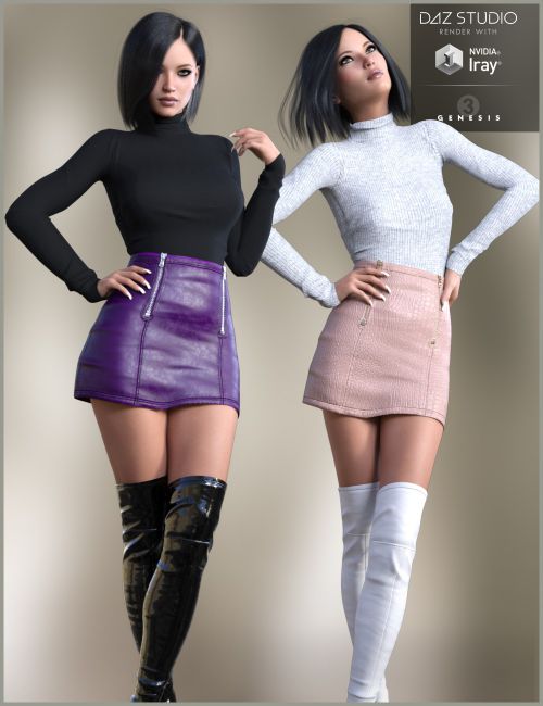 Leather Skirt Outfit for Genesis 3 Female(s) | 3D models for Daz Studio ...