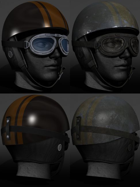 Cafe Racer Half Helmet | 3d Models for Daz Studio and Poser