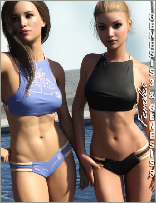 High Neck Bikini for Genesis 3 and Genesis 8 Female(s)