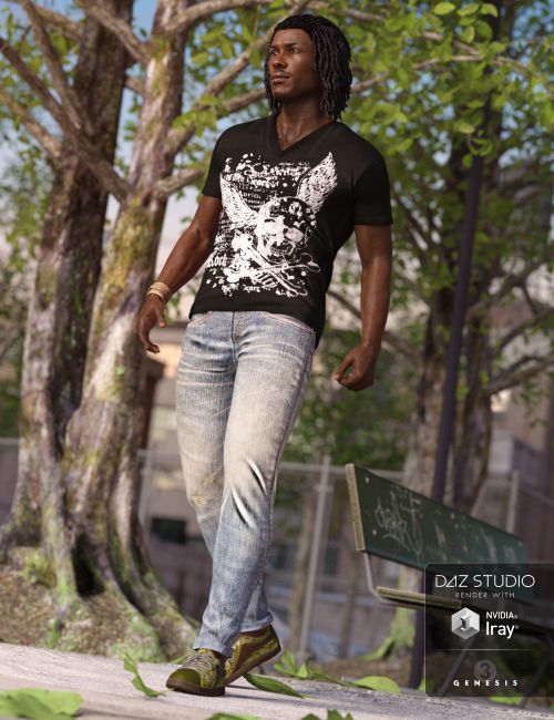 V-Neck T-Shirt and Jeans Outfit Textures | 3d Models for Daz Studio and ...