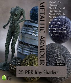 25 Metallic Armour PBR Iray Shaders for Daz Studio