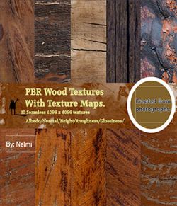 10 PBR Wood Textures with Texture Maps