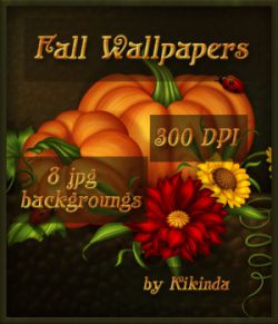 Fall Harvest Floral Wallpapers Backgroungs Set of 8