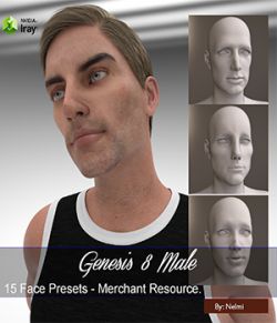 15 Face Presets for Genesis 8 Male- Merchant Resource