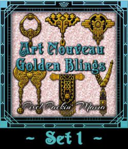 Pixel Packin Mama's Golden Art Nouveau Blings Set 1