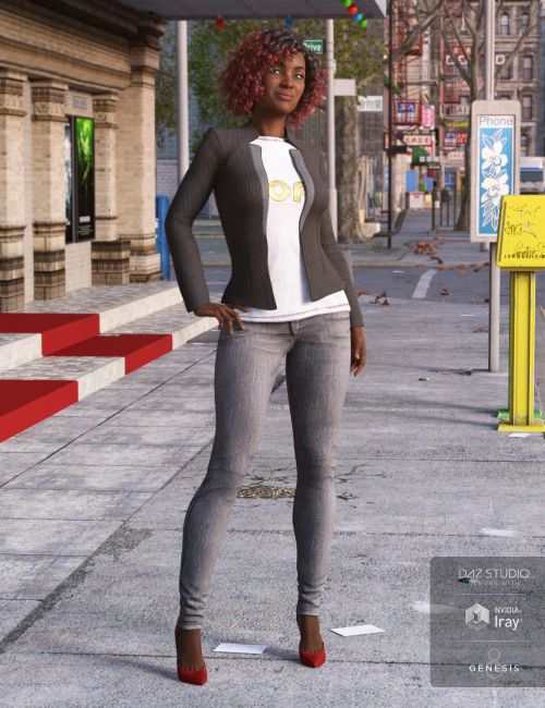 Blazer and Skinny Jeans Outfit for Genesis 8 Female(s)