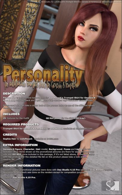 Click here to see preview images for "Personality for Trumpet Shirt for Genesis 8 Females" Personality for Trumpet Shirt for Genesis 8 Females