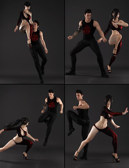 Kung Fu Action Poses for Genesis 3 and 8 ⋆ Freebies Daz 3D