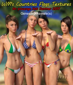 WM's Countries Flags Textures for Hot Summer 2017 for Genesis 3 Female