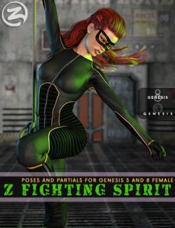 Z Fighting Spirit- Poses and Partials for Genesis 3 and 8 Female