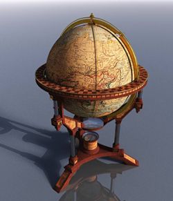 MS16 V9 Antique World Globe And Stand