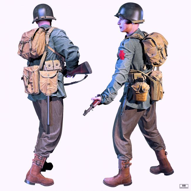 US Infantry WWII M43 | 3d Models for Daz Studio and Poser