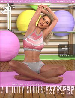 Z Utility Series: Fitness Exercise- Poses and Partials for Genesis 3 and 8 Female